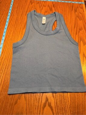 90 Degree By Reflex Ribbed Racerback Tank Top - Dusty Blue